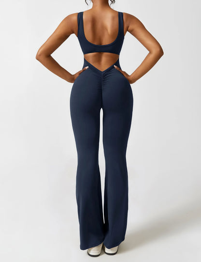 DEMI | FLARED V-BACK JUMPSUIT