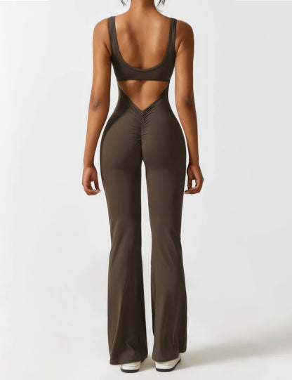 DEMI | FLARED V-BACK JUMPSUIT