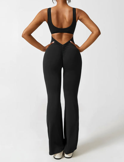 DEMI | FLARED V-BACK JUMPSUIT