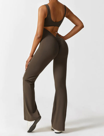 DEMI | FLARED V-BACK JUMPSUIT