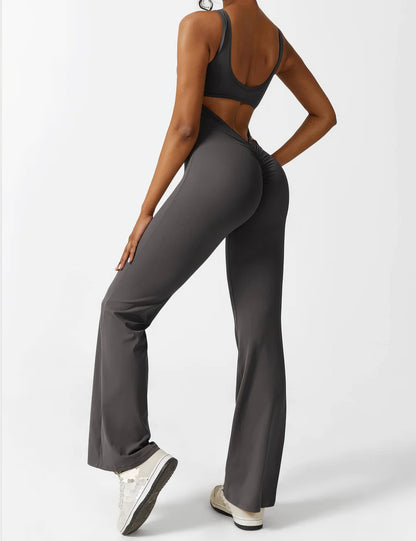 DEMI | FLARED V-BACK JUMPSUIT