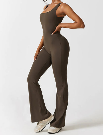 DEMI | FLARED V-BACK JUMPSUIT