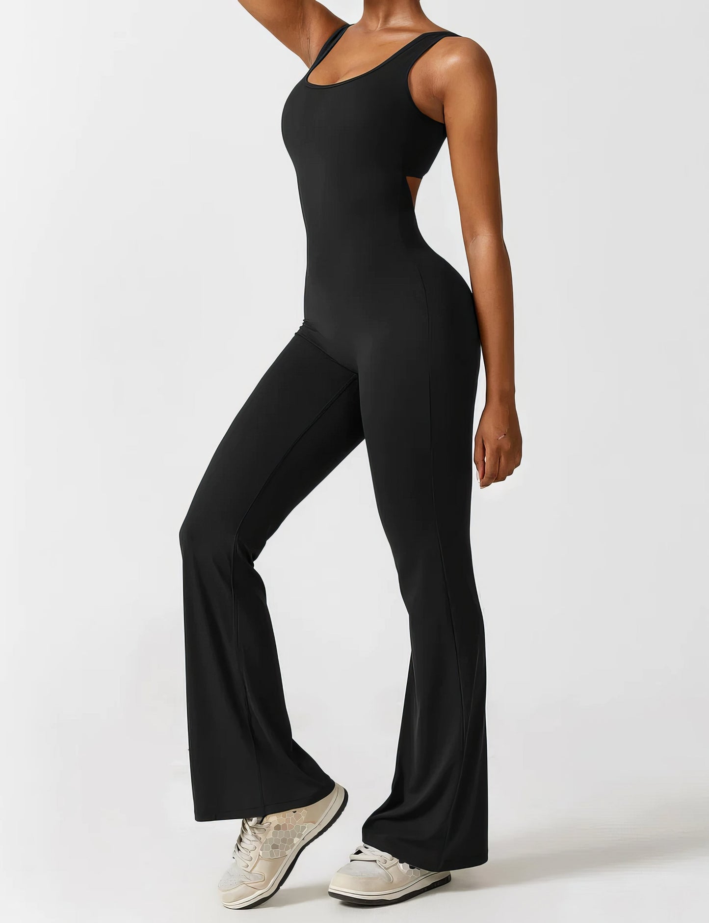 DEMI | FLARED V-BACK JUMPSUIT