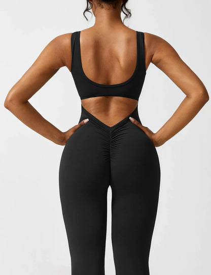 DEMI | FLARED V-BACK JUMPSUIT