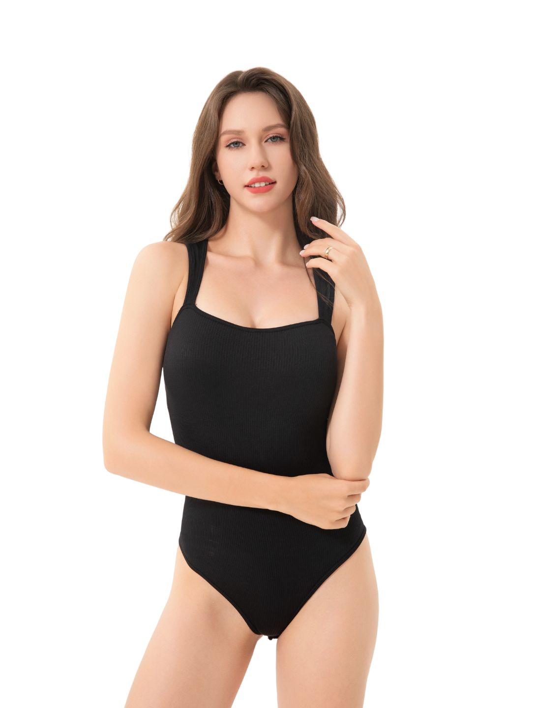 Sculpting Ribbed Square Neck Bodysuit