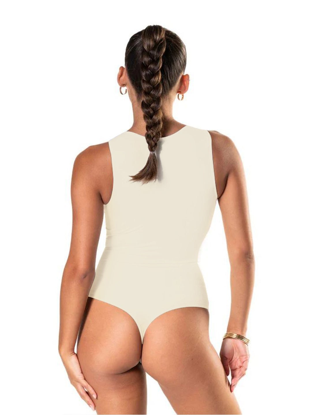 Sleek Round Neck Thong Bodysuit